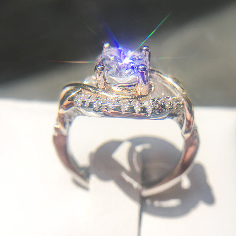 Sterling Silver Ring With Cubic Zirconia Heart Hollow Design For Women Wedding Gift Jewelry Timeless Elegance