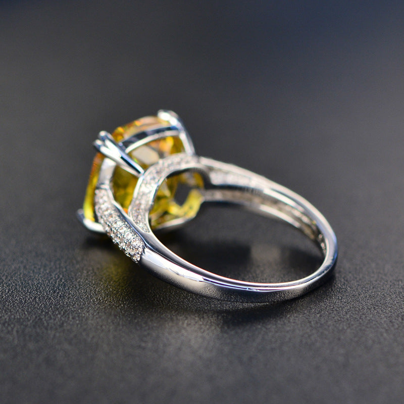 Womens Round Copper Plated Ring With AAA Zircon Mosaic In Yellow Zircon Wedding Band For Her Jewelry Gift Ready