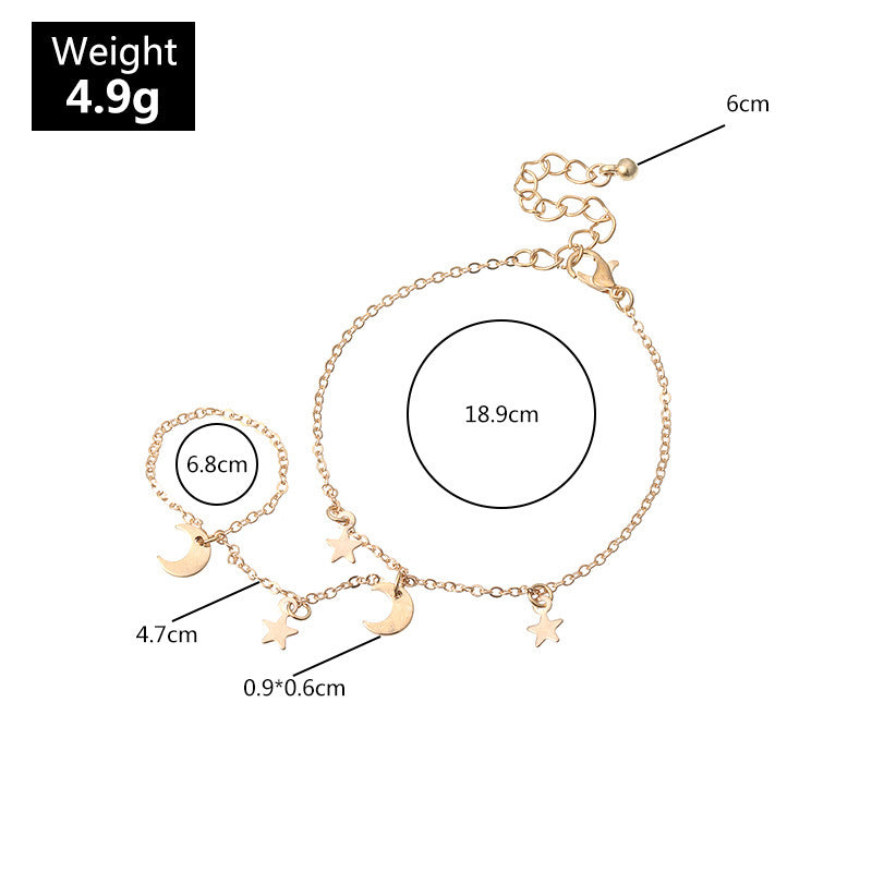 Womens Star Moon Alloy Bracelet European Design Jewelry