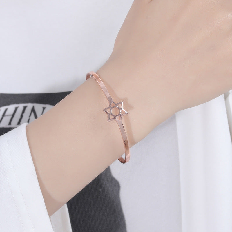Womens Star Bracelets Plated Alloy Six Pointed Star Bangle Jewelry Charm Bracelet Fashion Everyday Accessories