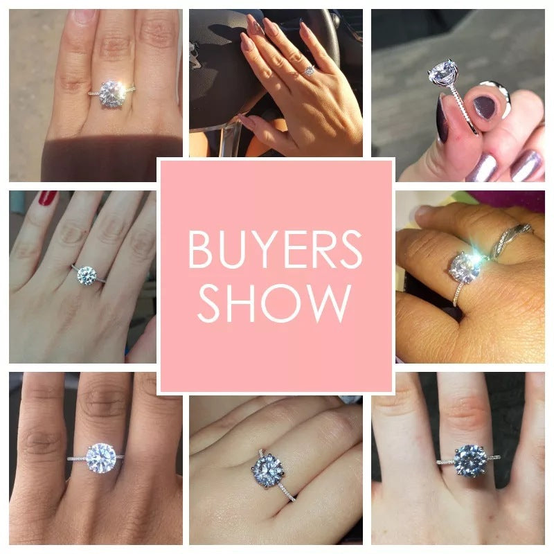 Six Prongs 2.75 Carat Simulated Diamond Ring Gold Plated White Copper With Zircon Hint For Women Classic Style