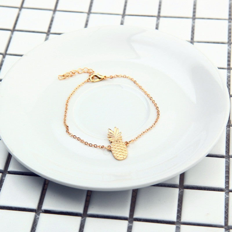 Womens Gold Plated Anklet With Hollow 3D Pineapple Charm Fruit Design Fashion Foot Jewelry Delicate Ankle Bracelet