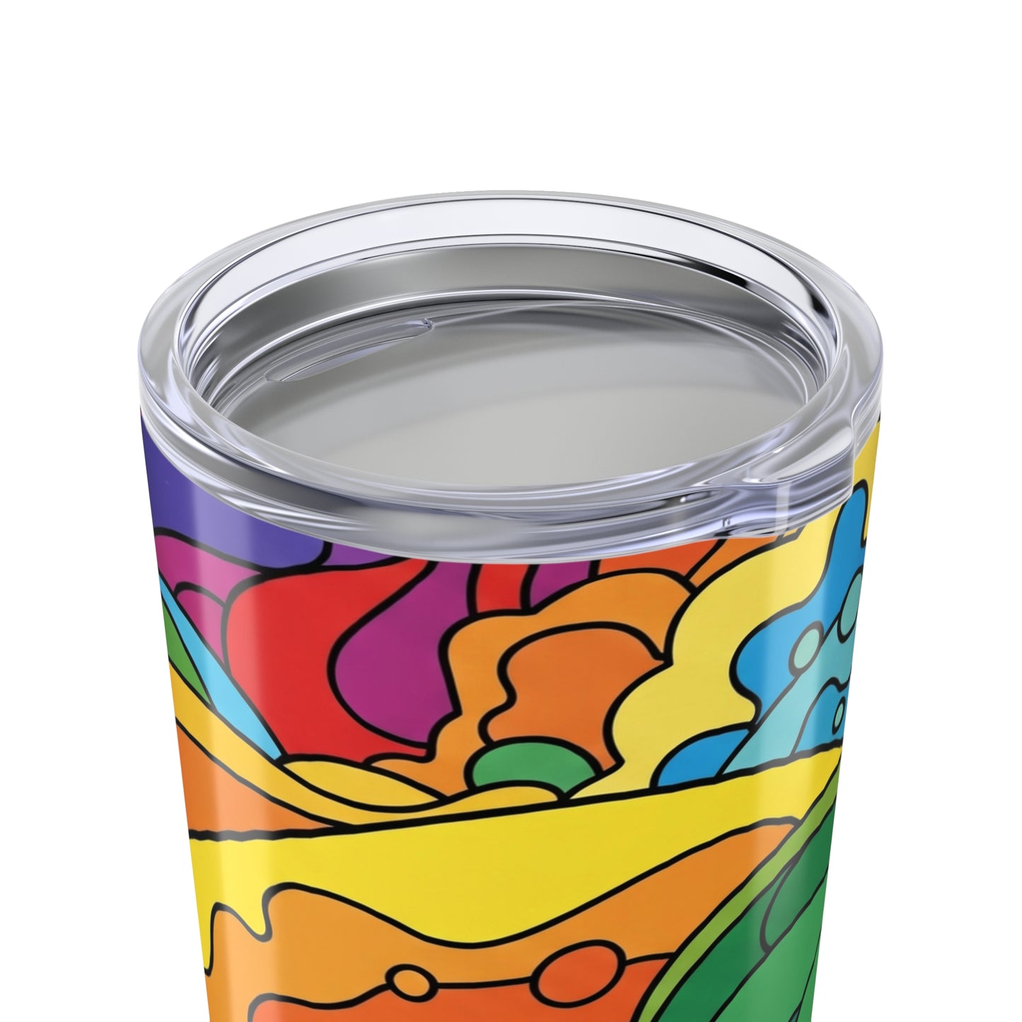 20 Oz Stainless Steel Tumbler Vacuum Insulated Leak Proof Durable With Lid For Hot And Cold Drinks Clear Print