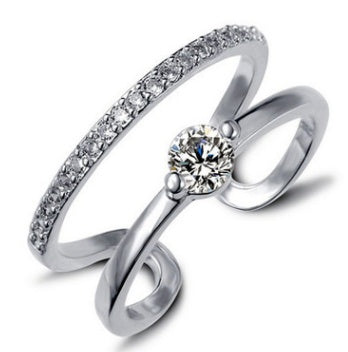 Womens 925 Sterling Silver Ring With Zircon 3AAA White Gold Plated Elegant Fashion Jewelry For Engagement Wear