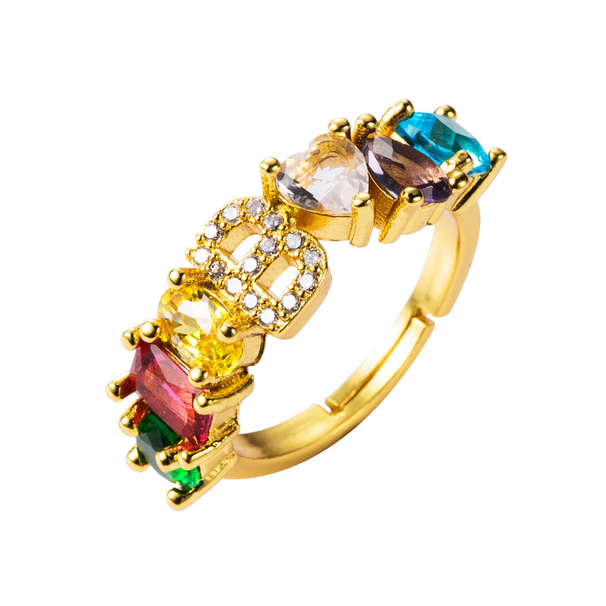 26 letters micro inlaid zircon letter ring