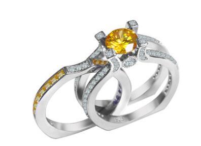 Copper Ring Set With Cubic Zirconia Stones Geometric Wedding Bands For Women Fashion Jewelry 12mm Elegant Design