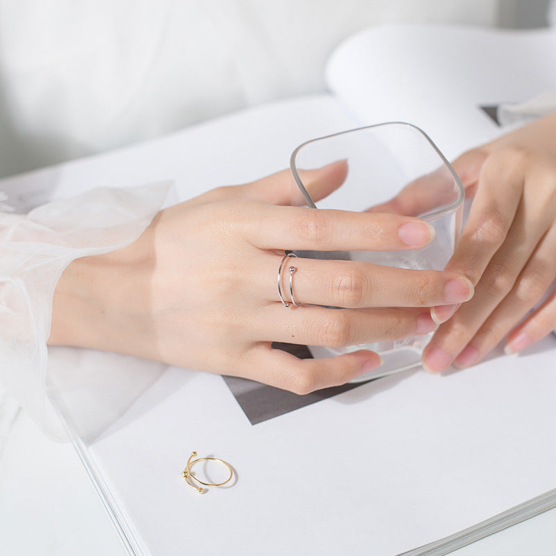 Womens S925 Sterling Silver Bead Stacking Ring Dainty Delicate Design Durable Fine Jewelry Everyday Wear Ready