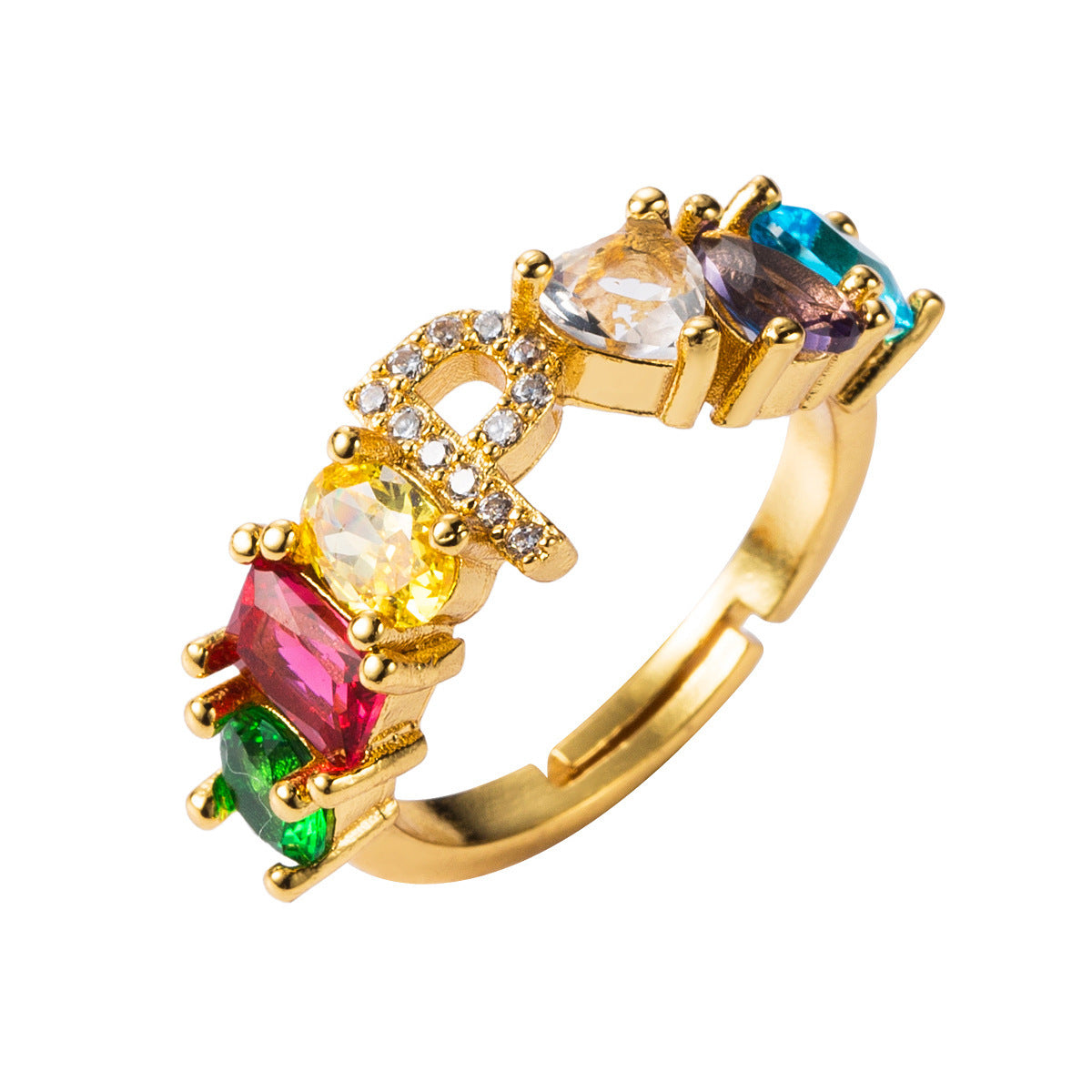 26 letters micro inlaid zircon letter ring