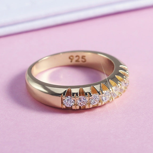 Gold Plated Alloy Ring Single Row Geometric Ring European American Fashion Exquisite Electroplated Ring Jewelry Style