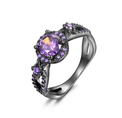 Women Garnet BirthstoneRing Zircon Black Gold Plated Dainty Elegant Jewelry Anniversary Gift For Her IdealGift