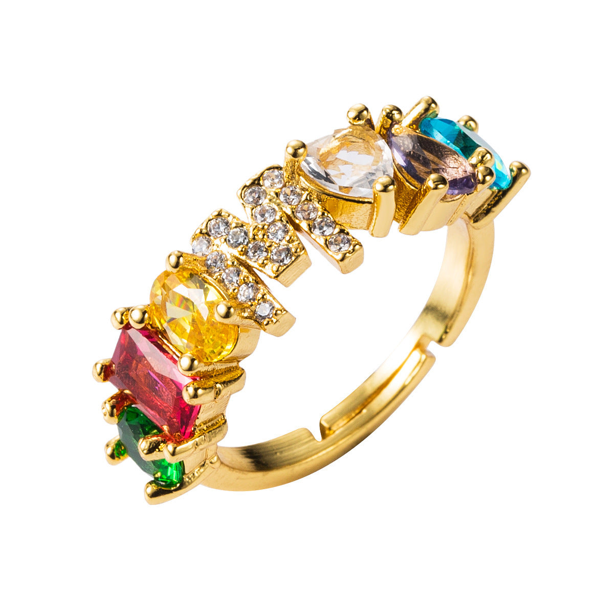 26 letters micro inlaid zircon letter ring