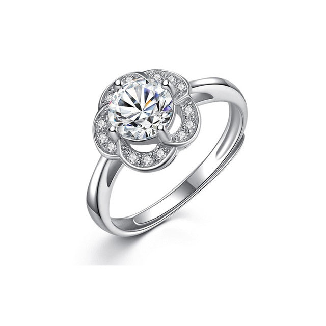 925 Silver Rose Engagement Ring With Adjustable Opening
