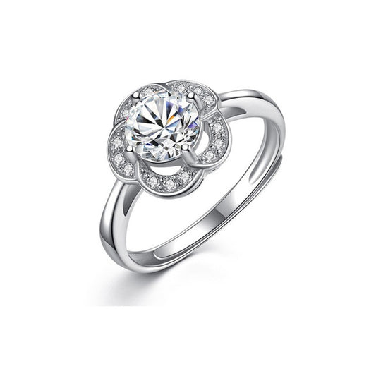 925 Silver Rose Engagement Ring With Adjustable Opening