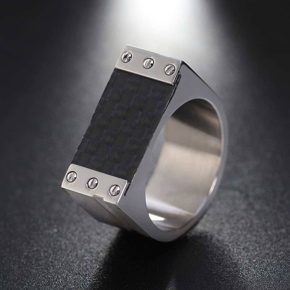 Black Woven Pattern Ring Stainless Steel Band Unisex Everyday Wear Durable Minimalist Jewelry Comfort Polished