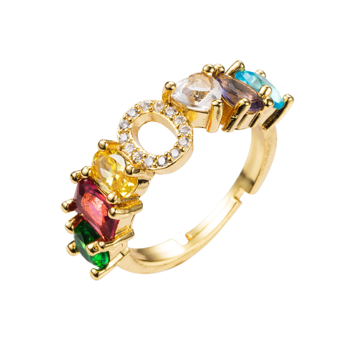 26 letters micro inlaid zircon letter ring