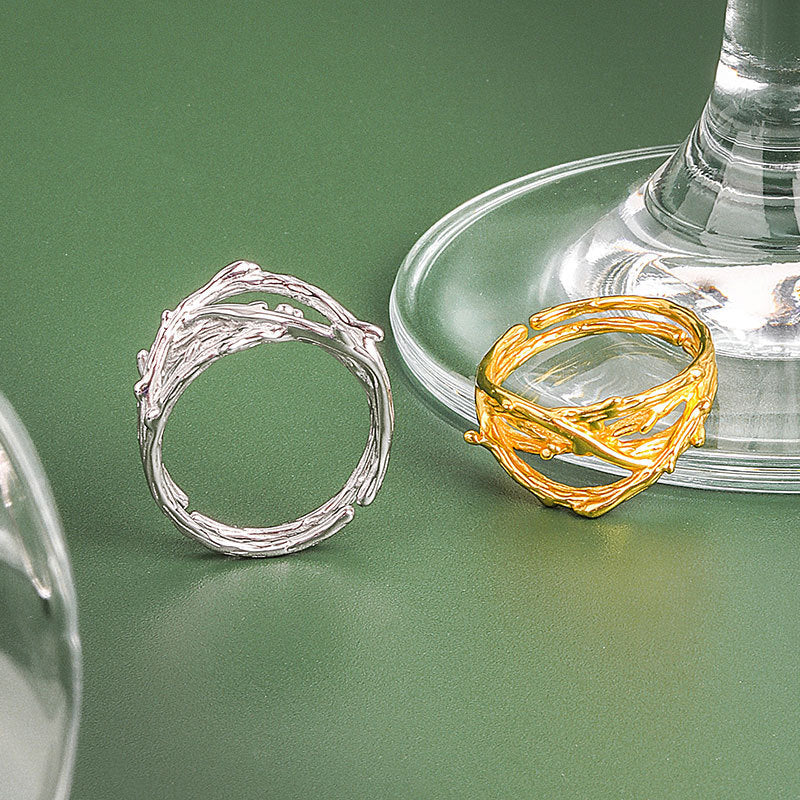 Womens Copper Branch Ring Adjustable Open Irregular Design Trendy Ring Fashion Jewelry Platinum Or Gold Finish