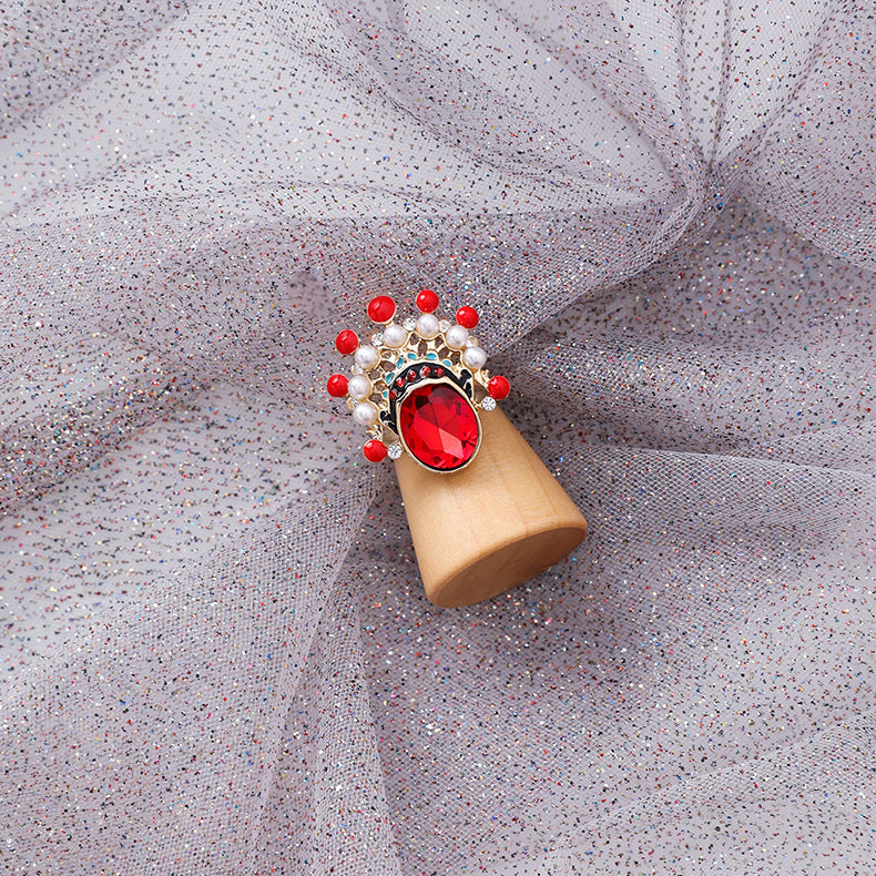 Womens Alloy Ethnic Style Ring With Artificial Gems Inlay Cartoon Character Electroplated Jewelry Gift For Her