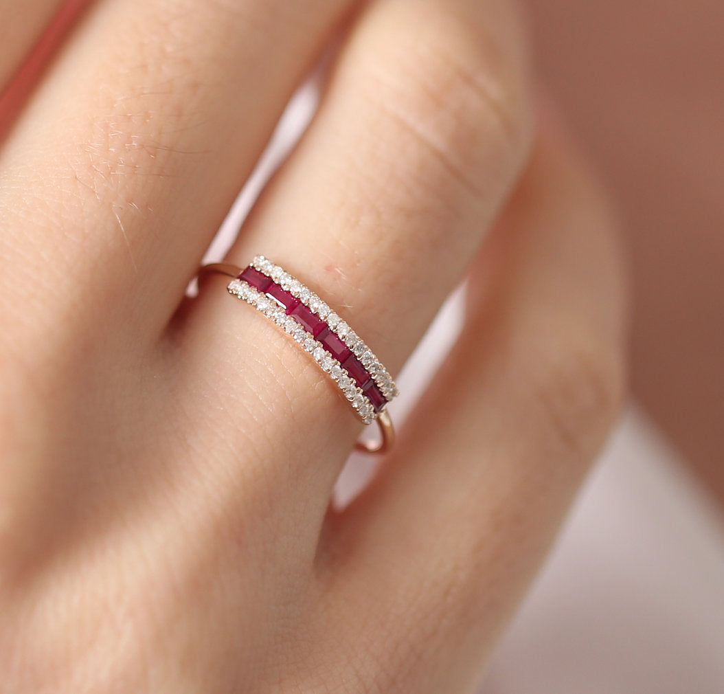 Zircon Copper Ring Gold Plated Inlaid Gemstone Geometric Design Unisex Jewelry Anniversary Gift For Special Occasions