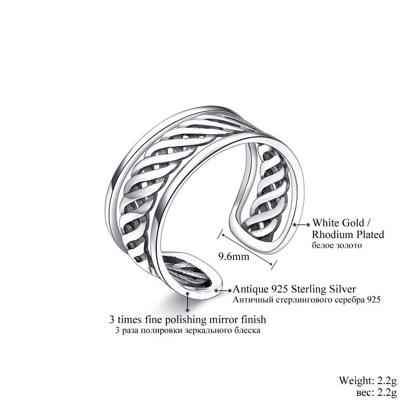 Vintage Thai Silver Ring Antique Inspired Design Elegant Statement Ring White Copper Plated 30 Per Cent Silver