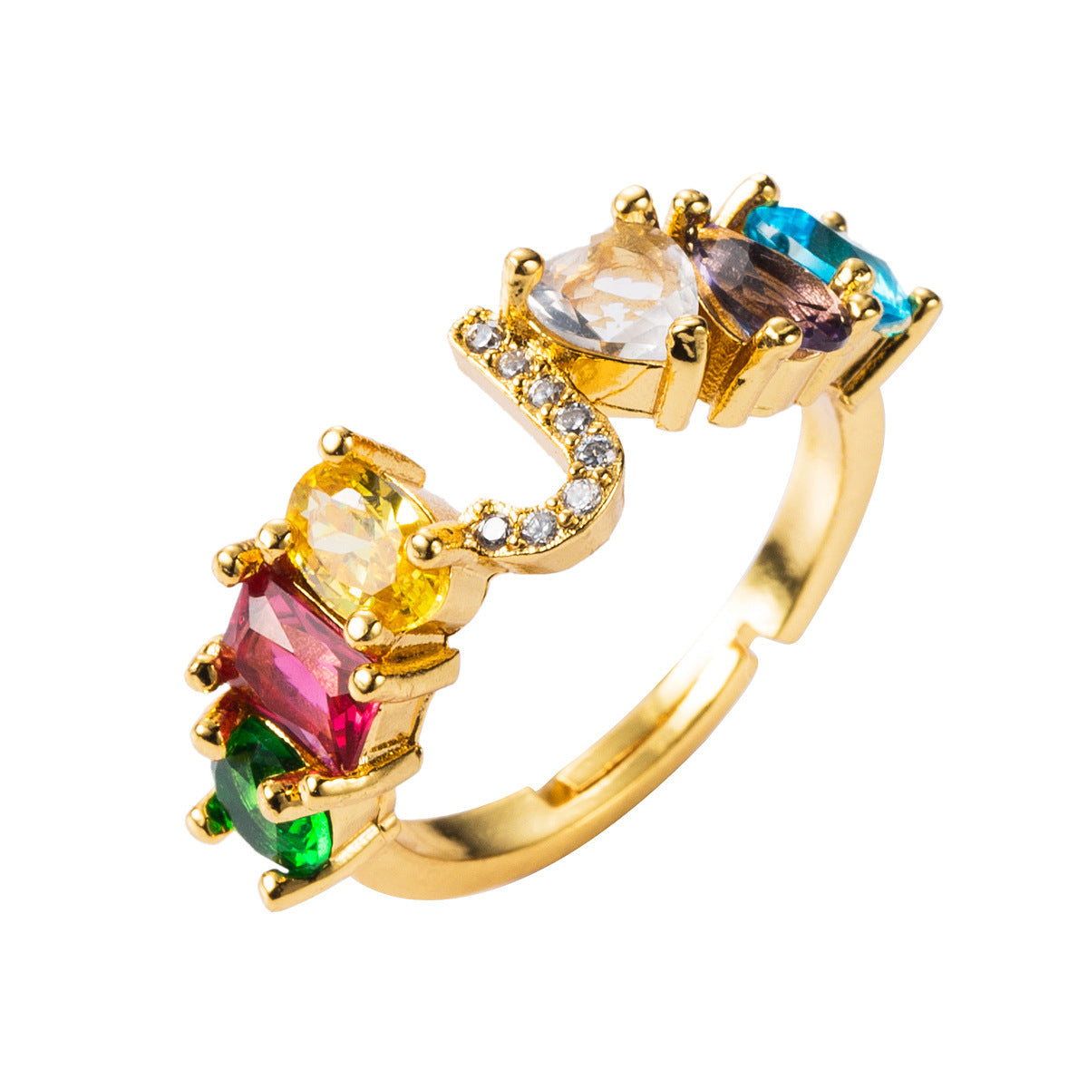 26 letters micro inlaid zircon letter ring