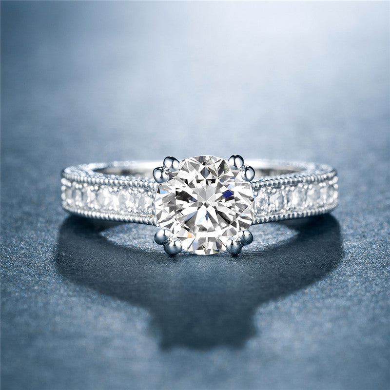 Womens Zircon Rings Platinum Plated Jewelry Continental American Style Gift Ready White Stone Sizes 6 7 8 9 10