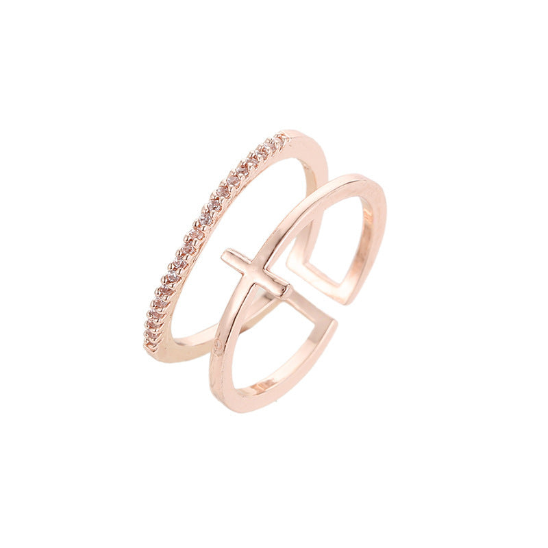 Adjustable Cross Ring Gold Plated Alloy Lightweight Jewelry For Festivals And Gift Giving Occasions Gift Ready