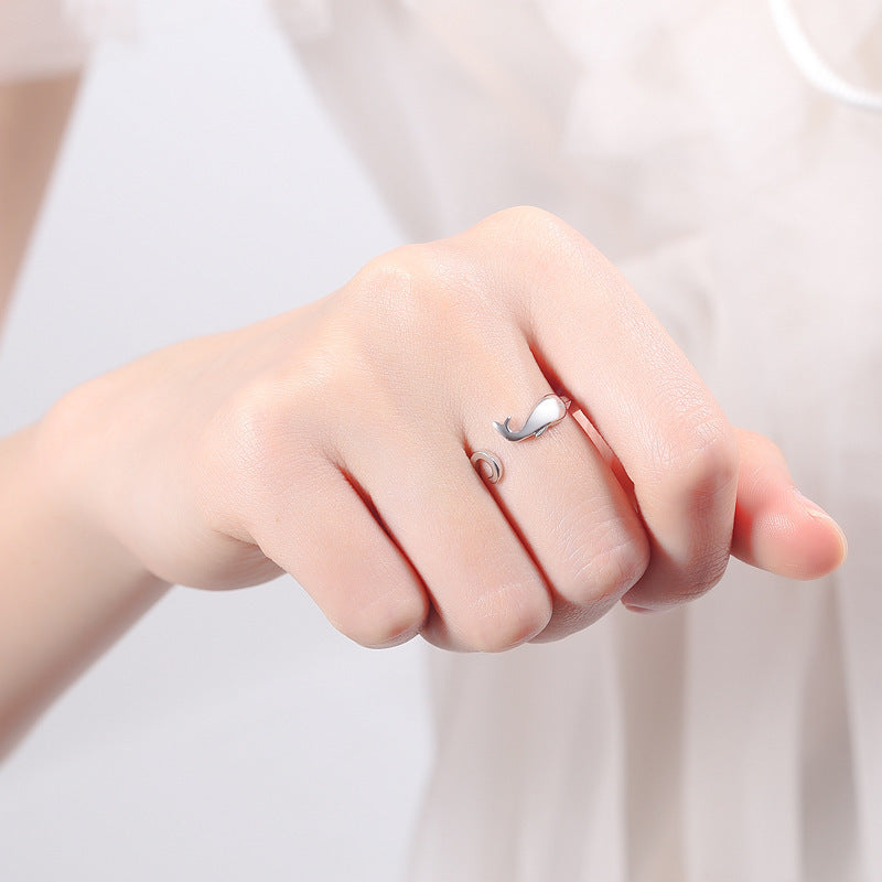 Womens Dolphin Ring Silver Electroplated Jewelry Gift For Her 6mm Simple Fashion Ring With Polished Finish Everyday