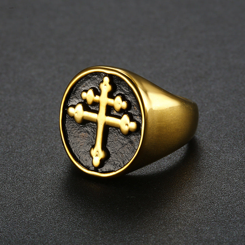 Cross stainless steel ring