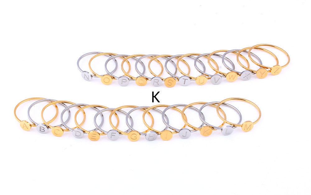 Copper English Letter Ring Small Round Band Versatile Daily Wear Jewelry for Women Men Teens Gift Everyday Gift