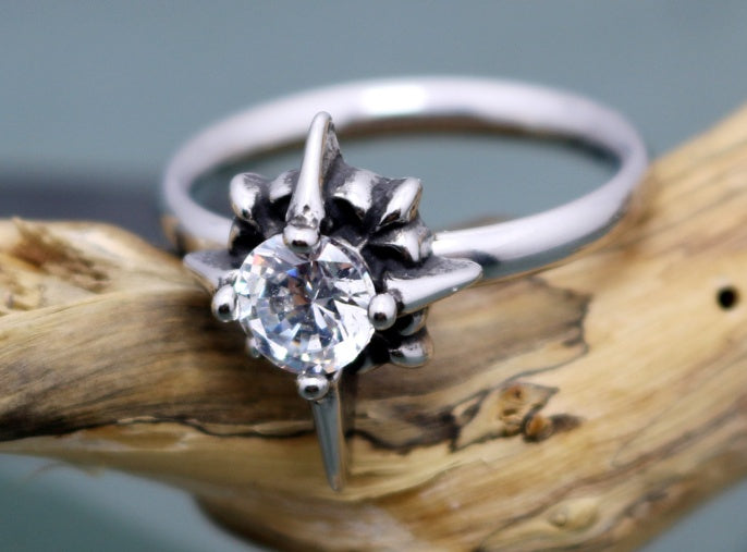 Black and White Clear Stone Ring