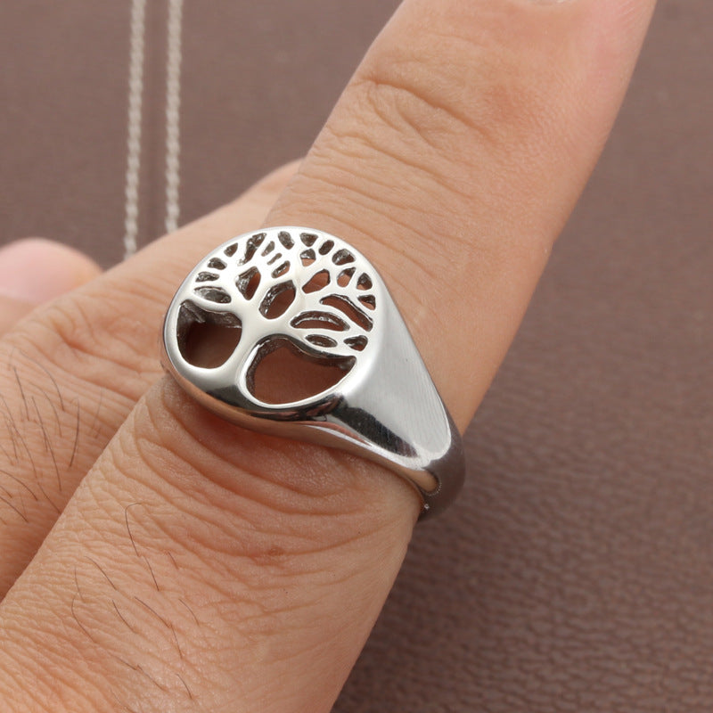 Titanium Steel Ring Tree Of Life Stainless Steel Tree Ring