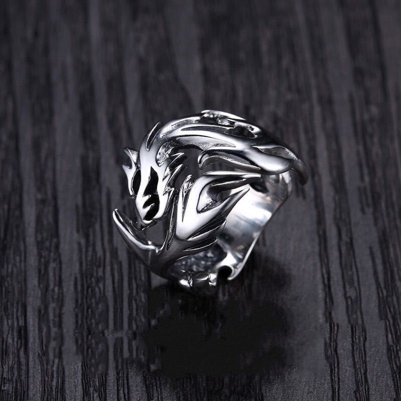 Mens Vintage Dragon Ring Silver Plated Zodiac Jewelry Retro Style Gift for Anniversary Ideal Keepsake Accessory