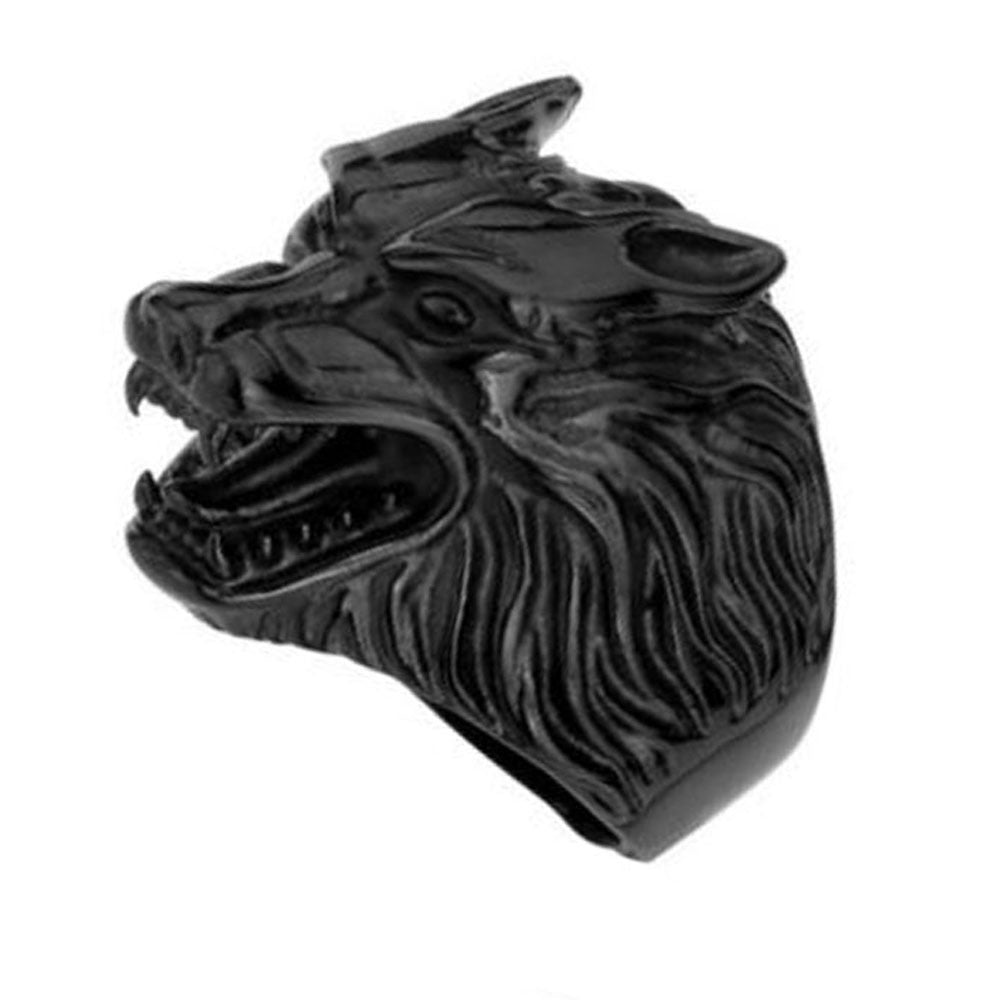 Animal Zodiac Wolf Head Ring Titanium Steel Electroplated Statement Ring Biker Ring Men's Ring Fashion Jewelry Gift for Him Animal Theme Ring