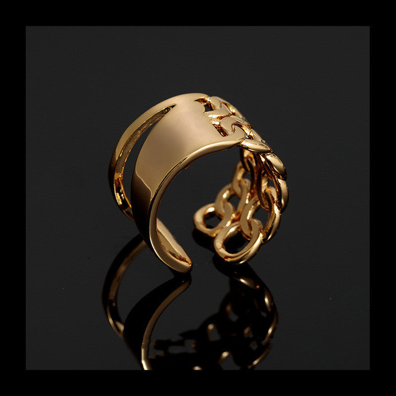 Adjustable Gold Plated U Shaped Ring With Open Mouth Copper