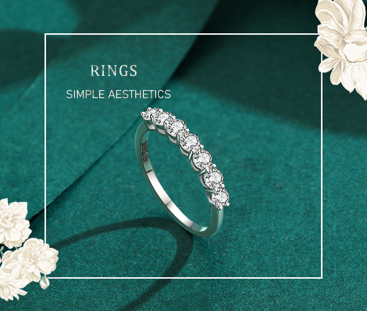 Womens Sterling Silver Stackable Ring With Geometric Zircon Inlay 925 Silver Jewelry Ring Fashion Jewelry Ring