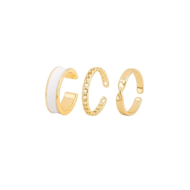 Electroplated Gold Geometric Copper Ring Korean Design Adjustable Opening Ring Personalized Gift Perfect Gifts