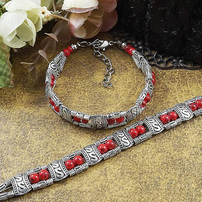 Womens Tibetan Beadwork Bracelet Electroplated Alloy Fashion Jewelry Accessory Beaded Design Bracelet Stylish