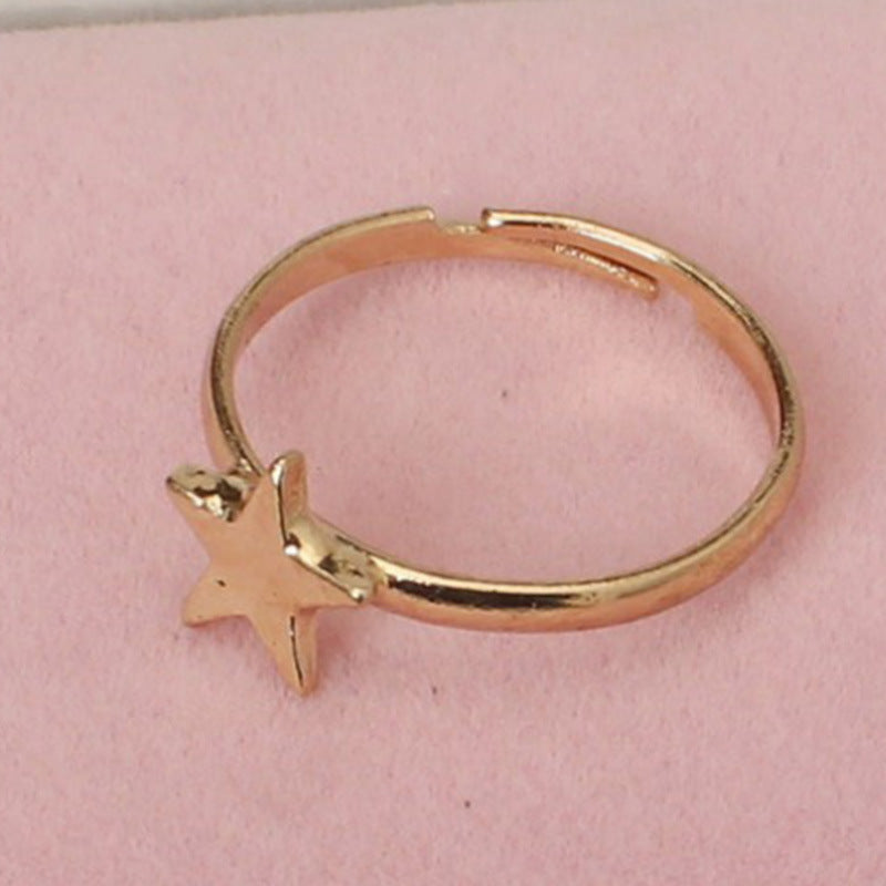 Womens Fashion Ring Five Pointed Star Design Alloy Jewelry Korean Chic Ring For Her Starburst Ring Trendy Accessory Gift