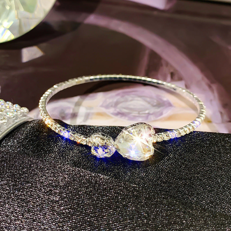 Womens Titanium Steel Bracelet Fashion Geometric Pearl Diamond Inlay Anniversary Gift For Birthday Wedding Gift