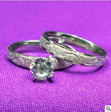 Womens Zircon Rings Set 316L Stainless Steel Double Layer Bridal Ring Round Shape Elegant Design Special Occasions