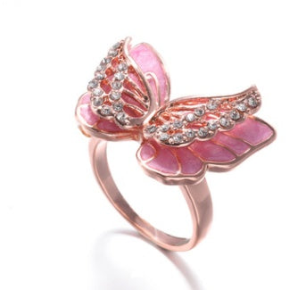 Butterfly Ring With Zircon Inlay Unisex Alloy Fashion Jewelry European American Style Versatile European Style