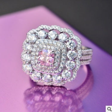 Champagne Square Zircon Ring Simulated Diamond Diamond Jewelry Metal Exquisite Wedding Jewelry Fashion Jewelry