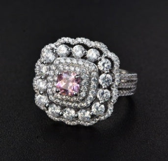 Champagne Square Zircon Ring Simulated Diamond Diamond Jewelry Metal Exquisite Wedding Jewelry Fashion Jewelry