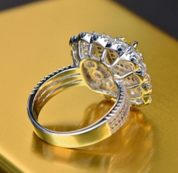 Champagne Square Zircon Ring Simulated Diamond Diamond Jewelry Metal Exquisite Wedding Jewelry Fashion Jewelry