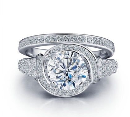 Womens Ring Set Spark Zircon European Fashion Durable Metal Jewelry Gift Trendy Stackable Accessory Chic Style