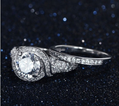 Womens Ring Set Spark Zircon European Fashion Durable Metal Jewelry Gift Trendy Stackable Accessory Chic Style