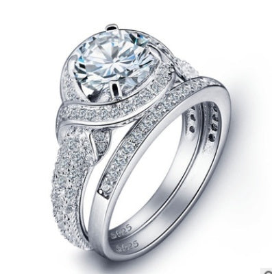 Womens Ring Set Spark Zircon European Fashion Durable Metal Jewelry Gift Trendy Stackable Accessory Chic Style