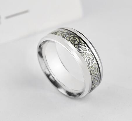 Dragon Ring Stainless Steel Nighttime Luminescence Ring Luminous Glow In The Dark Band Jewelry Stainless Steel