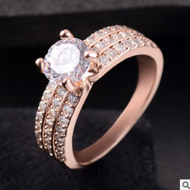 Zircon Diamond Ring Copper Plated Fashion Jewelry For Women Engagement Gift Dazzling Elegant Accessory Sparkle