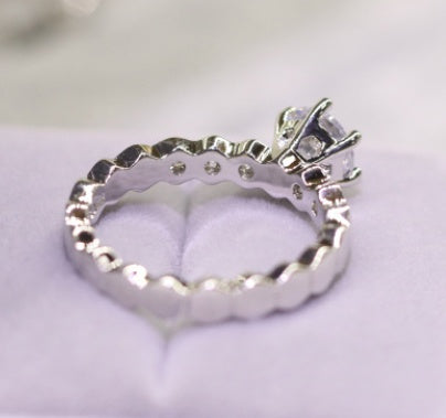 Womens Diamond Ring Honeycomb Design Gold Plated Copper Couple Promise Anniversary Fashion Jewelry Of Elegance